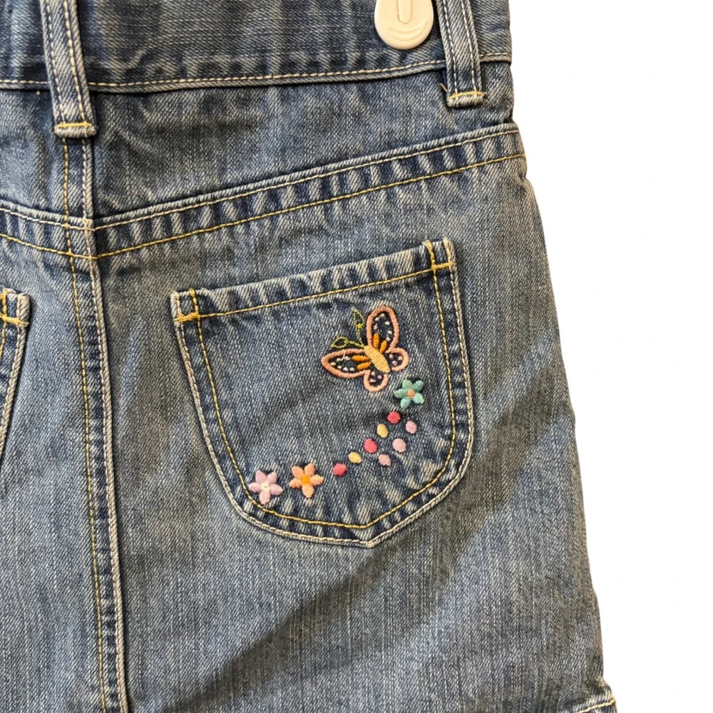 OshKosh VTG Girls Blue Denim Butterfly Embroidered Mini Skirt Size 8 Medium Wash